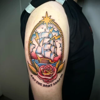 Ship - OldSchool Tattoo - Black Hat Tattoo Dublin - The Black Hat Tattoo