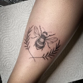 Bee tattoo - Minimalism Dotwork and Linework  - Black Hat Tattoo Dublin - The Black Hat Tattoo