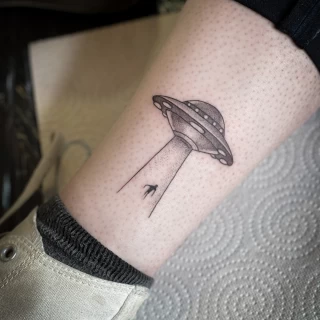 OVNI Tattoo - Small Tattoo idea - Black Hat Tattoo Dublin - The Black Hat Tattoo