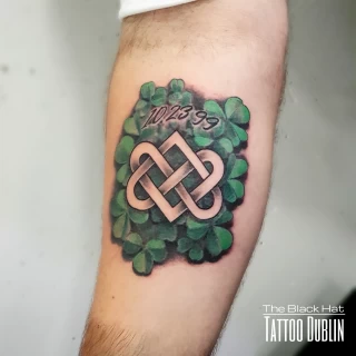 Irish knot and clovers - Irish & Celtic Tattoo - Black Hat Tattoo Dublin - The Black Hat Tattoo