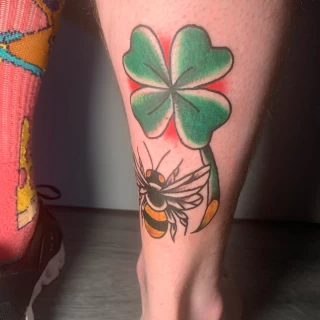 Clover colors - OldSchool Tattoo - Black Hat Tattoo Dublin - The Black Hat Tattoo