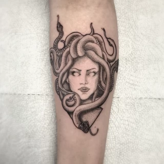 Medusa Tattoo on arm - Blackwork Darkwork - Black Hat Tattoo Dublin - The Black Hat Tattoo