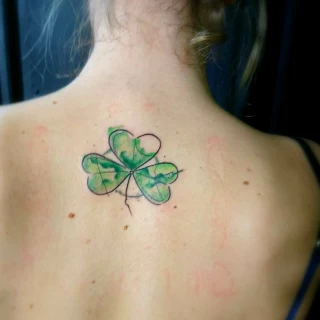 Green Shamerock on back - Irish & Celtic Tattoo - Black Hat Tattoo Dublin - The Black Hat Tattoo