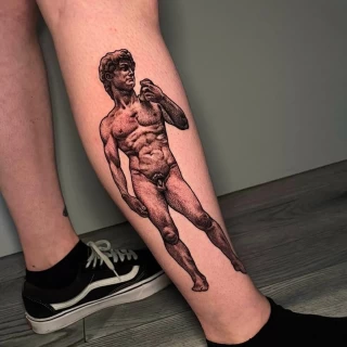 Michael angelo realistic statue - Realism, Microrealism and Portrait Tattoo - Black Hat Tattoo Dublin - The Black Hat Tattoo