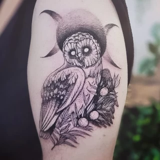 Owl Tattoo - Blackwork Darkwork - Black Hat Tattoo Dublin - The Black Hat Tattoo