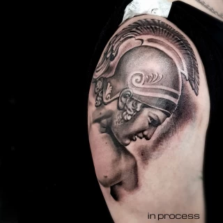 Julius cesear tattoo - Realism, Microrealism and Portrait Tattoo - Black Hat Tattoo Dublin - The Black Hat Tattoo