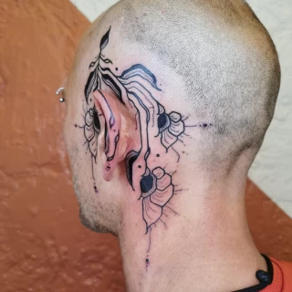 head - on Skull - Ornemental Tattoo- Black Hat Tattoo Dublin - The Black Hat Tattoo