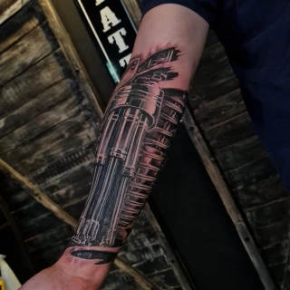 Biomechanical Tattoo on Forearm - Half Sleeve - Dublin - Black Hat - Black Hat Tattoo Dublin - The Black Hat Tattoo