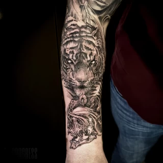 Tiger Tattoo - Blackwork Darkwork - Black Hat Tattoo Dublin - The Black Hat Tattoo