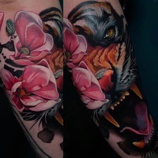 Tiger color Tattoo - Color Watercolor and Sketch Tattoos - Black Hat Tattoo Dublin - The Black Hat Tattoo