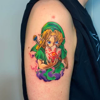 Zelda Tattoo on arm - Color Watercolor and Sketch Tattoos - Black Hat Tattoo Dublin - The Black Hat Tattoo