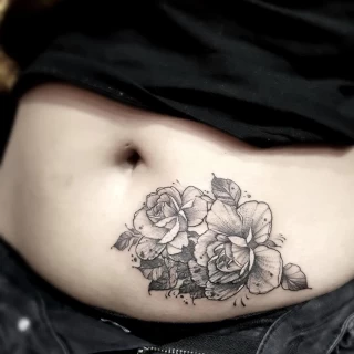 Flowers  Tattoo Cover-up  - Black Hat Tattoo Dublin - The Black Hat Tattoo