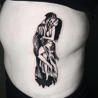 Dance with death - OldSchool Tattoo - Black Hat Tattoo Dublin - The Black Hat Tattoo
