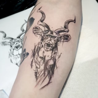 Stag or Deer Tattoo - Blackwork Darkwork - Black Hat Tattoo Dublin - The Black Hat Tattoo