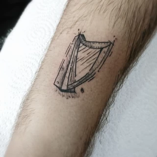 Sketch Harp Tattoo - Irish & Celtic Tattoo - Black Hat Tattoo Dublin - The Black Hat Tattoo