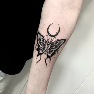 Moth Butterfly - OldSchool Tattoo - Black Hat Tattoo Dublin - The Black Hat Tattoo