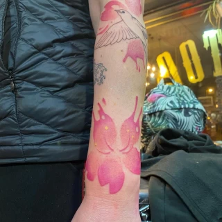 Flower shape on arm - Color Watercolor and Sketch Tattoos - Black Hat Tattoo Dublin - The Black Hat Tattoo