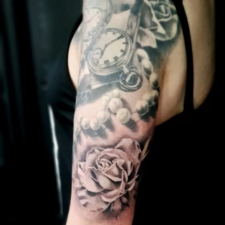 Rose - Realism, Microrealism and Portrait Tattoo - Black Hat Tattoo Dublin - The Black Hat Tattoo