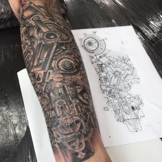 Biomechanical fine lines - Tattoo for men - Black Hat Tattoo Dublin - The Black Hat Tattoo