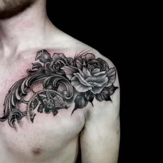 Rose Tattoo -  - Blackwork Darkwork - Black Hat Tattoo Dublin - The Black Hat Tattoo