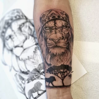 Lion Tattoo - Blackwork Darkwork - Black Hat Tattoo Dublin - The Black Hat Tattoo