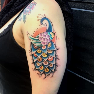 Peacock Tattoo - Color Watercolor and Sketch Tattoos - Black Hat Tattoo Dublin - The Black Hat Tattoo