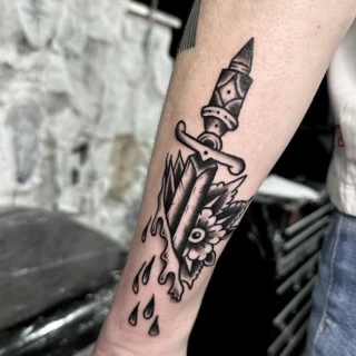 Dagger Tattoo - Blackwork Darkwork - Black Hat Tattoo Dublin - The Black Hat Tattoo