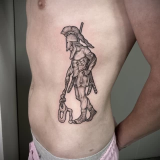 Warrior Tattoo - Minimalism Dotwork and Linework  - Black Hat Tattoo Dublin - The Black Hat Tattoo