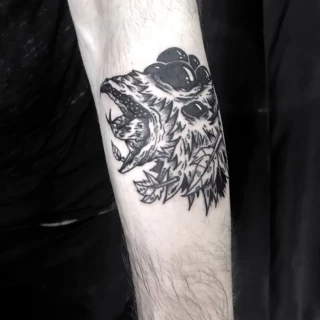 Horror Tattoo Chicken - Blackwork Darkwork - Black Hat Tattoo Dublin - The Black Hat Tattoo