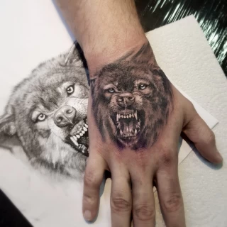 Wolf - Realism, Microrealism and Portrait Tattoo - Black Hat Tattoo Dublin - The Black Hat Tattoo