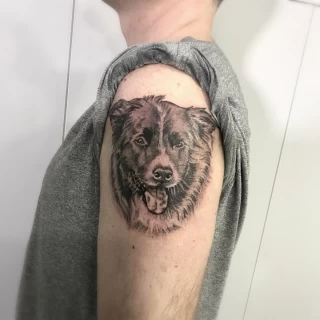 Dog portrait black and gray - Realism, Microrealism and Portrait Tattoo - Black Hat Tattoo Dublin - The Black Hat Tattoo