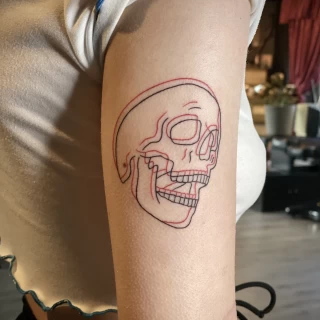 Skull Tattoo - Minimalism Dotwork and Linework  - Black Hat Tattoo Dublin - The Black Hat Tattoo