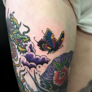 Butterfly - OldSchool Tattoo - Black Hat Tattoo Dublin - The Black Hat Tattoo