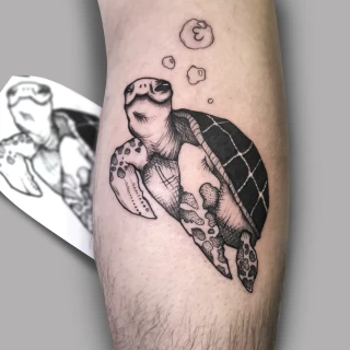Turtle Tattoo - Blackwork Darkwork - Black Hat Tattoo Dublin - The Black Hat Tattoo
