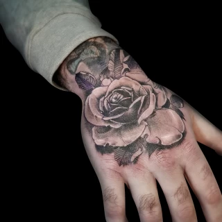 Rose - Realism, Microrealism and Portrait Tattoo - Black Hat Tattoo Dublin - The Black Hat Tattoo