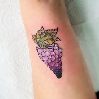 Grappe fruit tattoo on arm - Color Watercolor and Sketch Tattoos - Black Hat Tattoo Dublin - The Black Hat Tattoo