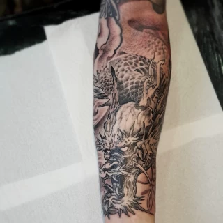 Dragon Tattoo in Blackwork - Sergy Black Hat - The Black Hat Tattoo Dublin 2018 - The Black Hat Tattoo