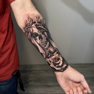 Death - Realism, Microrealism and Portrait Tattoo - Black Hat Tattoo Dublin - The Black Hat Tattoo